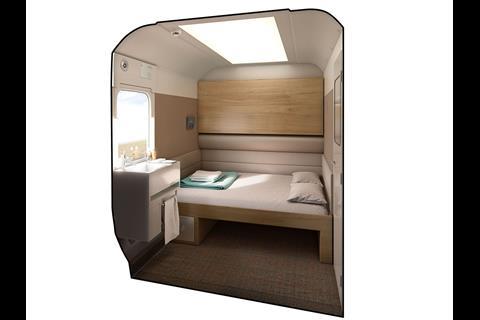 Mock-up of the interior of the coaches which CAF is building for Caledonian Sleeper services.